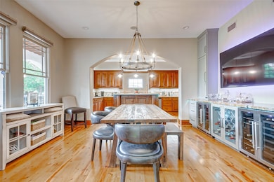 Great dining with custom built-in cabinets