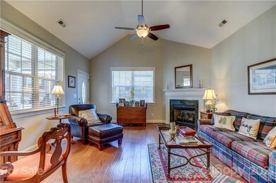 Lofted ceiling in living room with lots of natural