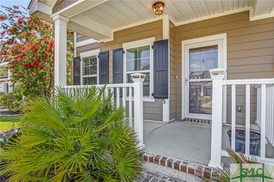 Covered front porch with solar night lights, perfe