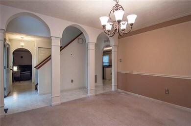 A view from the dining room to the entry way. The 