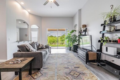 living room with patio views