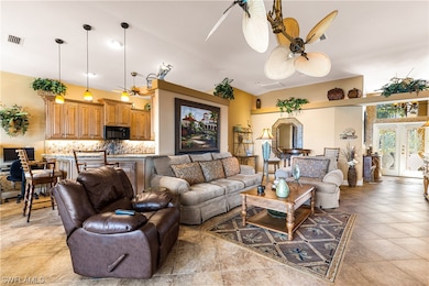 Spacious living room with vaulted ceilings