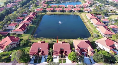 Aerial view featuring a residential view and a wat