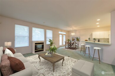 Breakfast bar, dining area and great room