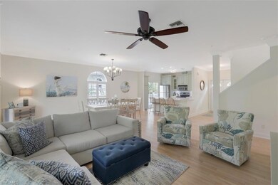 View from living area into dining and kitchen.