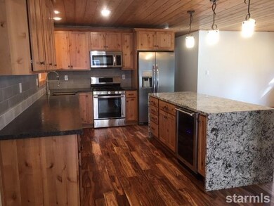 kitchen with water fall granite