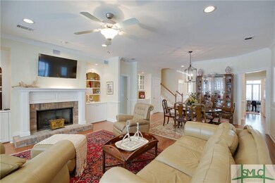 View of great room and dining area, gas fireplace 