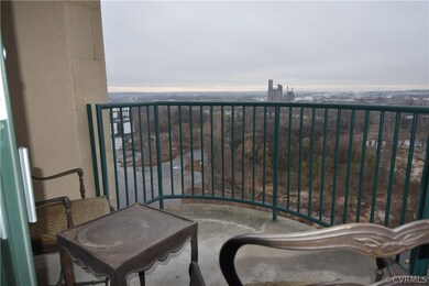Private balcony overlooking the James River rapids