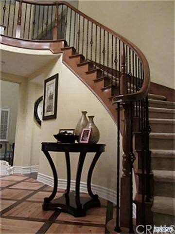 Foyer with custom distressed hard wood floors