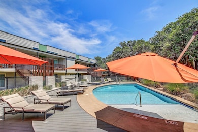 Community pool with fence