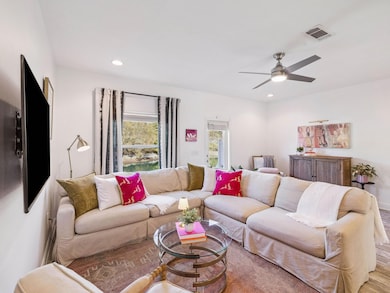 Living area with water views