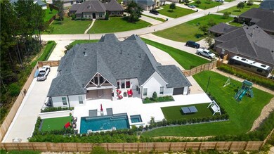 Aerial view of the backyard oasis