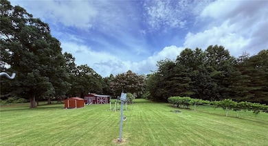 Backyard veiw of sheds and garden spot in the back
