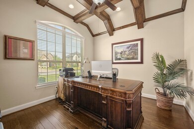 Coffered ceiling in the office/study for a look of elegance.