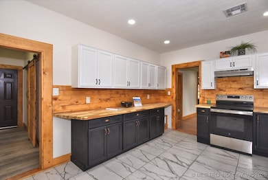 The other side of the kitchen, wood backsplash, ag