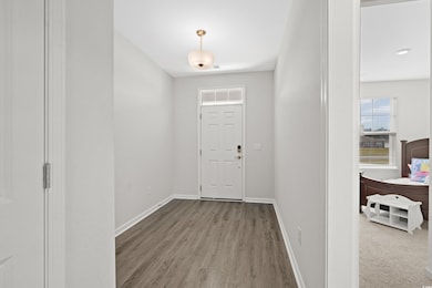 Entryway with light hardwood / wood-style flooring