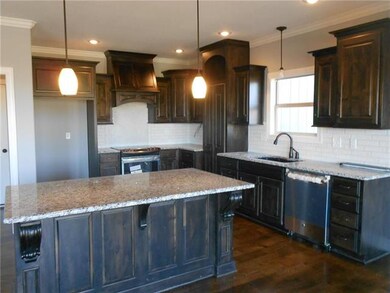 Kitchen has granite counter tops.  Lots of cabinet