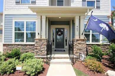 Inviting covered entrance accented with cultured v