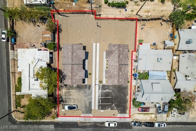 Aerial perspective of suburban area with property
