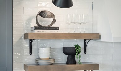 Kitchen with floating shelves