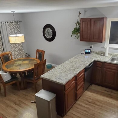 Kitchen with furniture . Beautiful cabinets and wo