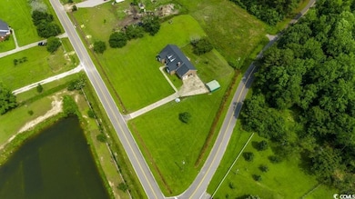 Aerial view of a nearby body of water