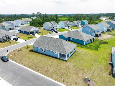 Aerial perspective of suburban area
