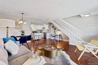 Living and Dining room, with a space for an office under the staircase!
