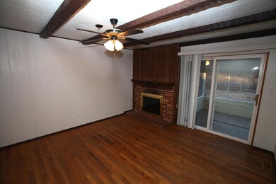 Hearth room with wood-burning fireplace