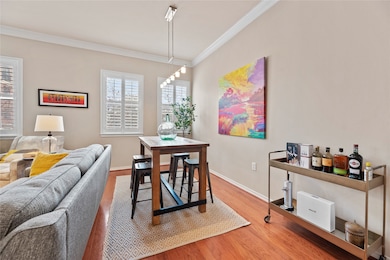 The dining space is large enough to hold a full-si