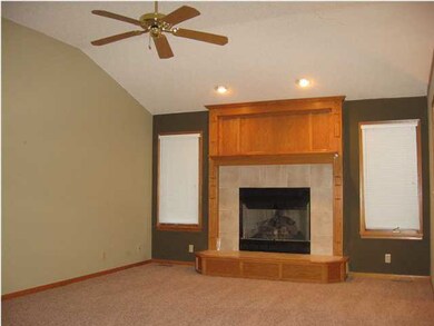 Living room fireplace.