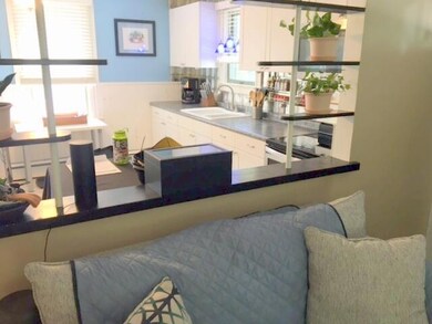 View from living room to kitchen