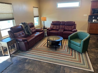 Oversized den with fire place