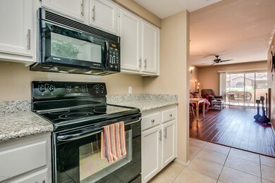 Kitchen with living room view