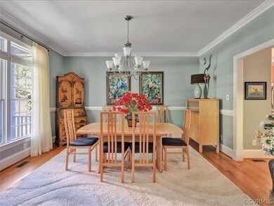 Dining room with beautiful view of front yard and