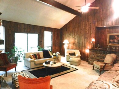 Exposed wood beamed vaulted ceiling-spacious feel