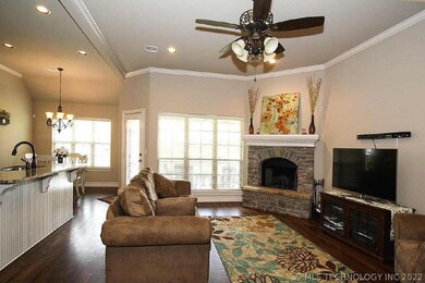 Family room with a Gas/Wood burning fireplace.  Wo