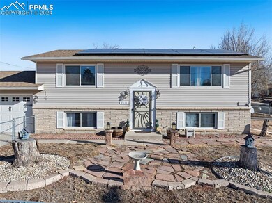 Bi-level home featuring solar panels