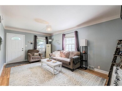 Living room with gleaming hardwood floors