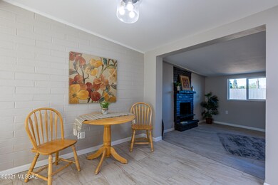 Dining area and family room beyond