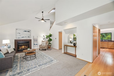 Spacious entry into inviting living room.