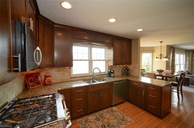 Beautiful wood cabinets with stainless steel hardw