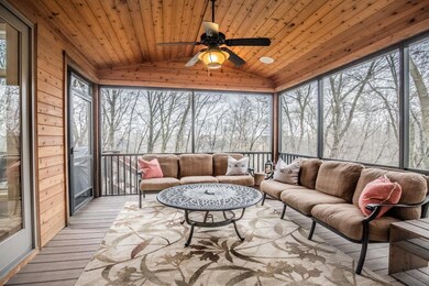 Screen porch with vaulted ceiling and fan.  Easy d