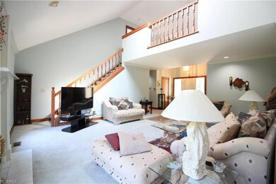 Open vaulted great room with gas fireplace,