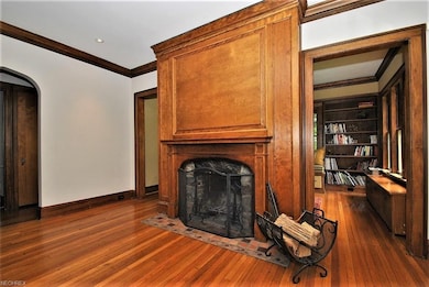 Living room wood fireplace