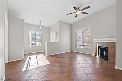 Unfurnished living room with lofted ceiling, a fir