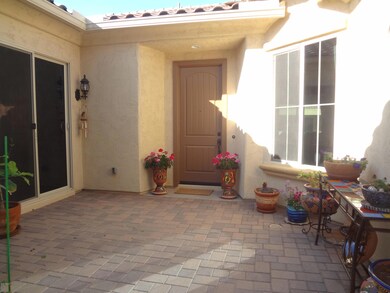 At the front door
