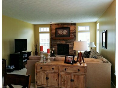 The family room has cushy carpet, contemporary wal