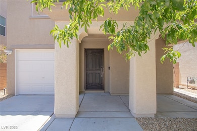 Property entrance featuring stucco siding