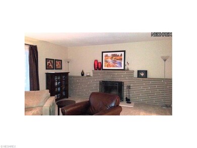 Closer view of the brick fireplace.